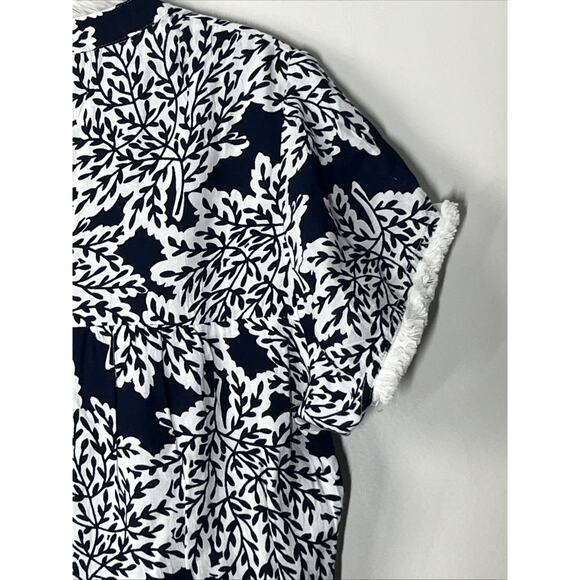 THML Babydoll Dress Small Blue White Floral V Neck Cap Sleeve Cottage Coastal - Picture 5 of 12